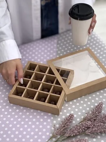 Упаковка под 16 конфет, крафт — изображение 2